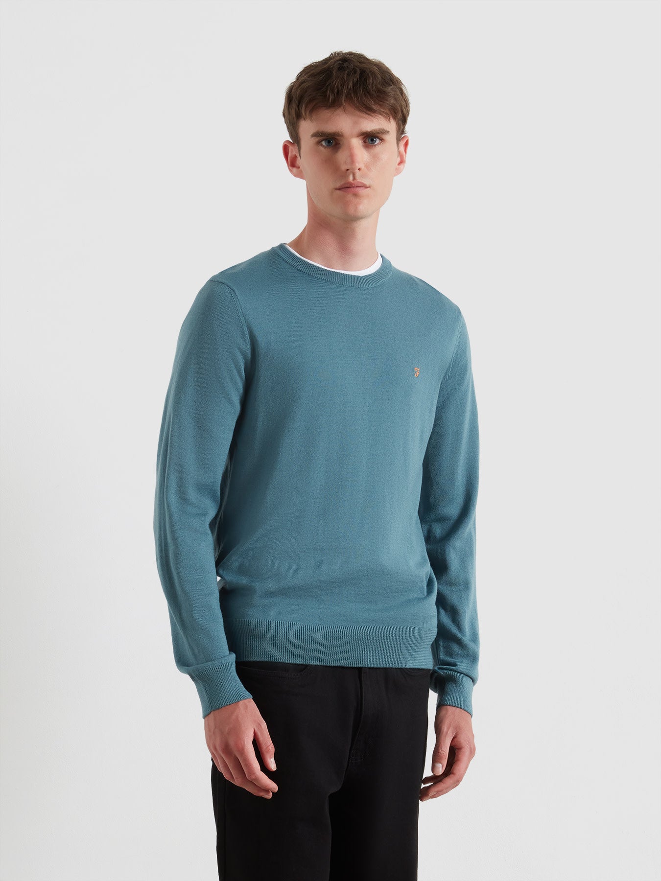 Mullen Merino Wool C - Farah - 413 Chalk Blue Farah - Vêtement mode Mix et Tendances - homme Sweat - Maille - Pull