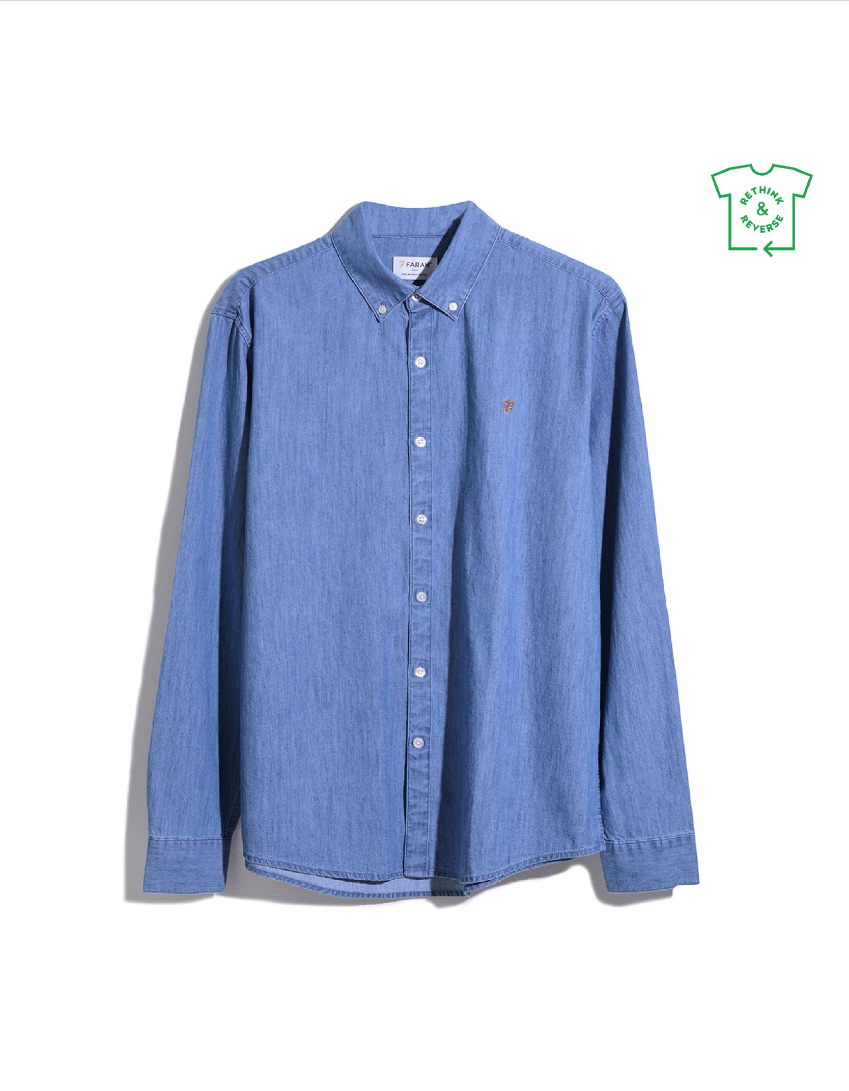 BREWER DENIM LS BD - Farah - 978 STONED WASHED Farah - Vêtement mode Mix et Tendances - homme Chemise - Polo